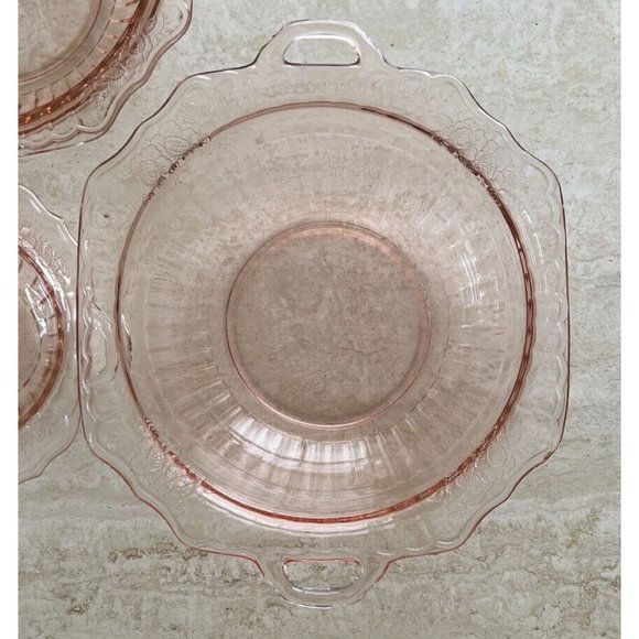 Vintage Mayfair Open Rose Pink Depression Glass 10” Bowl w/ Handles - Picture 6 of 6